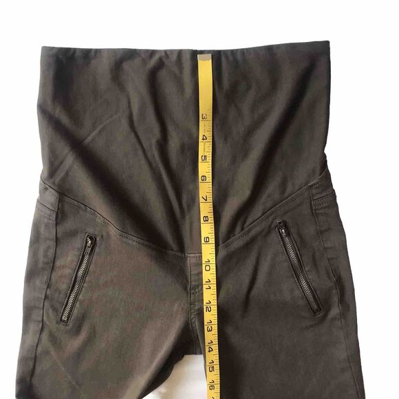 H&M Mama Maternity Pant SZ 8 Olive Green Skinny Full Panel Stretch Tummy Zip Hem - Picture 7 of 9